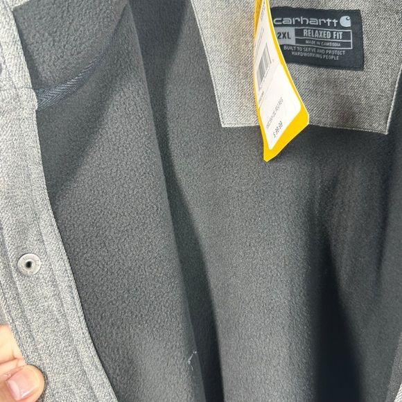 CARHARTT Rain Defender Relaxed Fit Hooded Grey Fleece Lined Men's 2XL Jacket - Picture 6 of 12